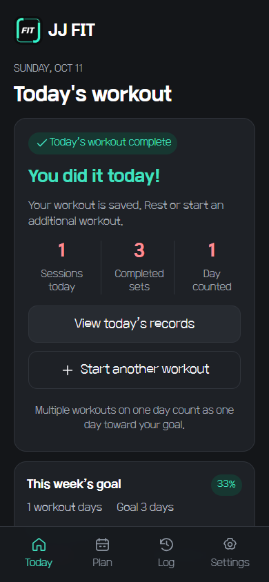 Today’s routine in JJ FIT