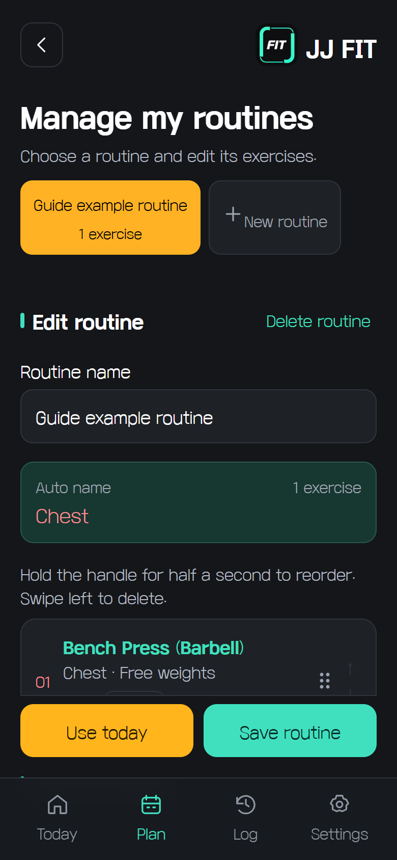 Manage routines: create, save and reuse